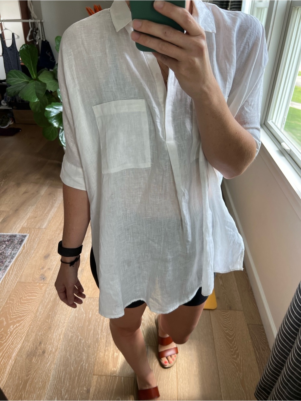 Reserved Poland White Linen Short Sleeve Blouse Top Coverup Shirt Women’s XS/S